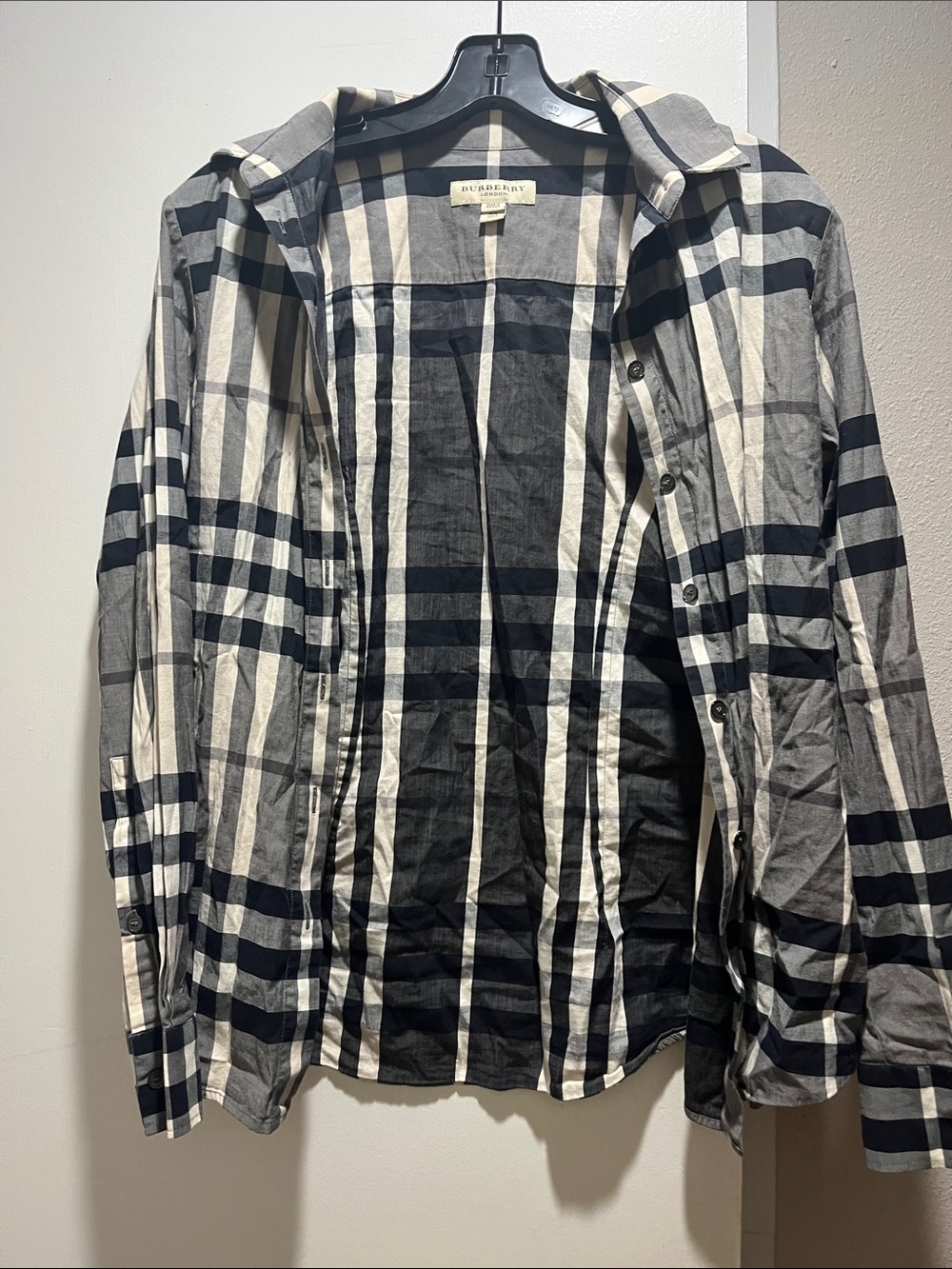 Burberry Black & White Plaid Button-Down Shirt